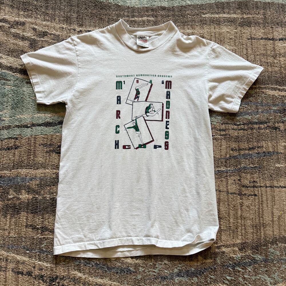Vintage 1996 March Madness Cup Northwest Gymnastics Academy White Shirt Medium